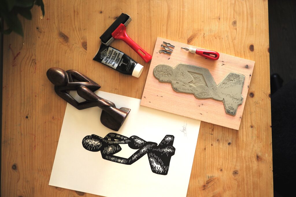 Linogravure technique de gravure et d'impression